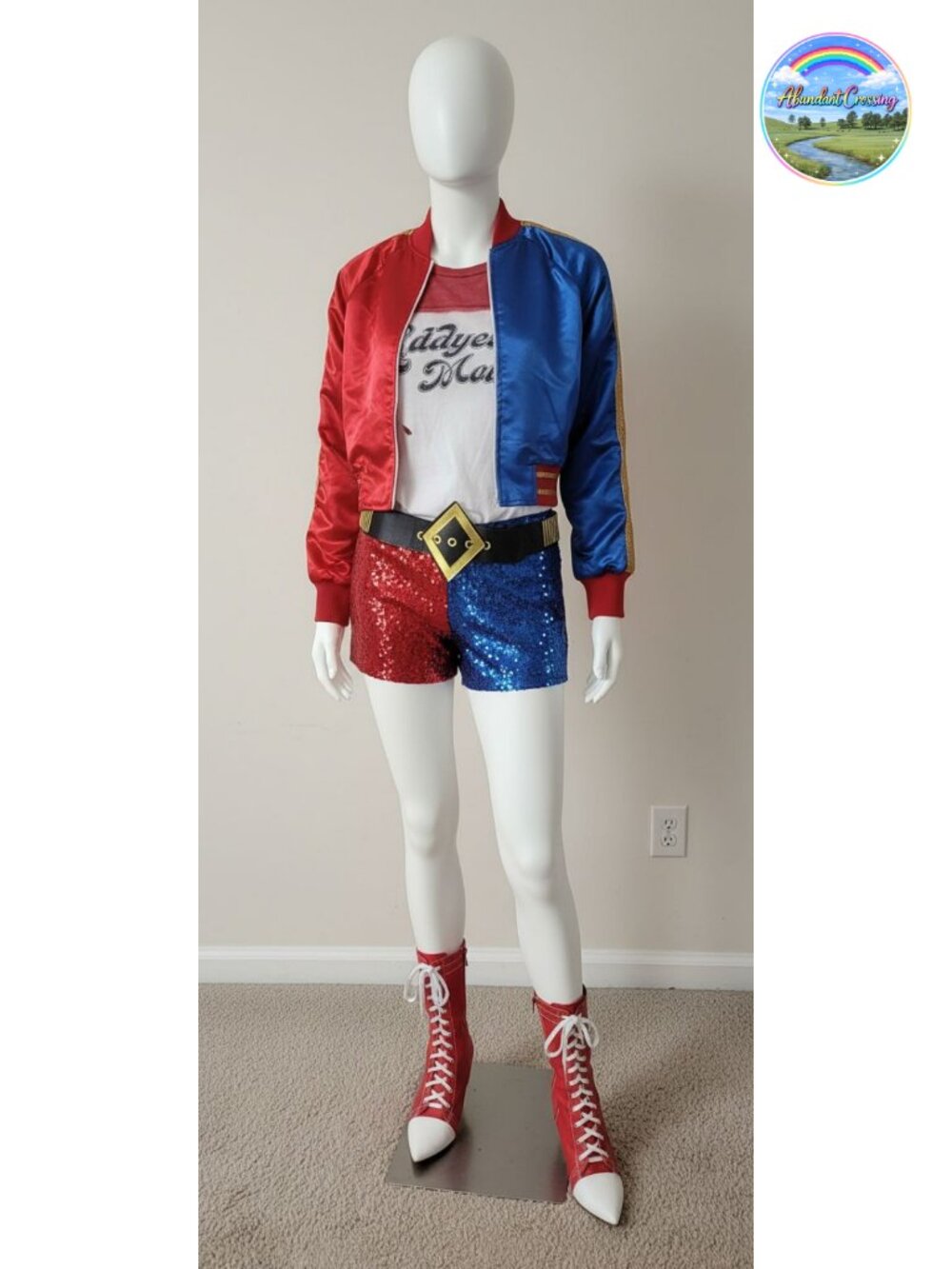 Rubies Suicide Squad Harley Quinn Costume Adult Large Jacket Top Shorts Fishnet